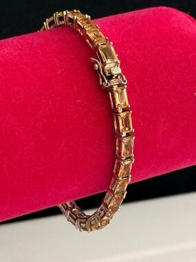 S Silver 925 Citrine Tennis Bracelet Missing One Stone Repair Repurpose